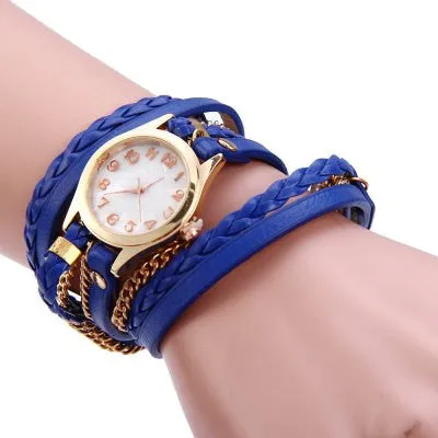 Women Antique Weave Bracelet Analog Wrist Watch