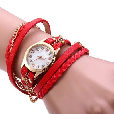 Women Antique Weave Bracelet Analog Wrist Watch