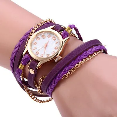 Women Antique Weave Bracelet Analog Wrist Watch