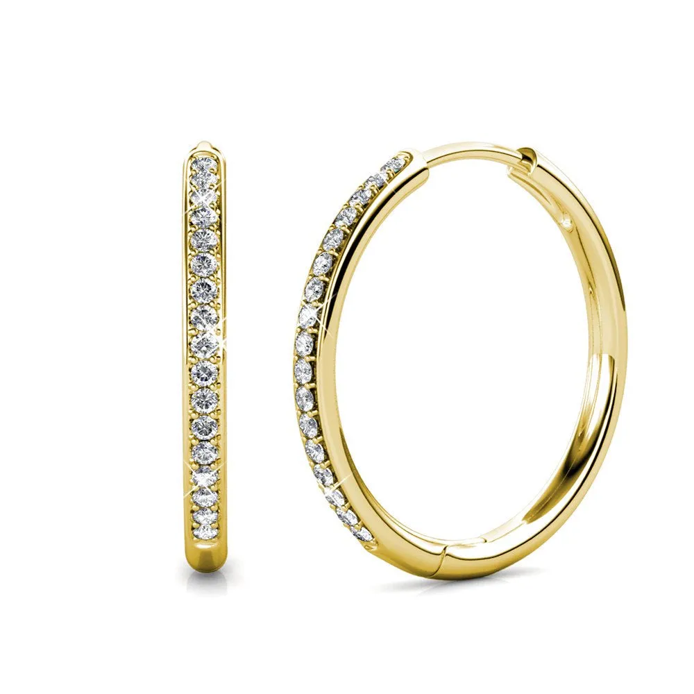 Women's 18K Gold Hoop Earrings with Swarovski Crystals