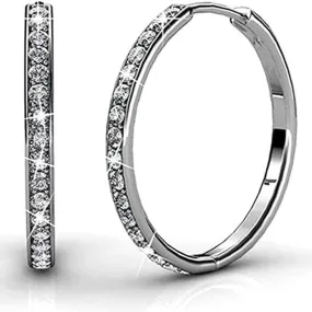 Women's 18K Gold Hoop Earrings with Swarovski Crystals