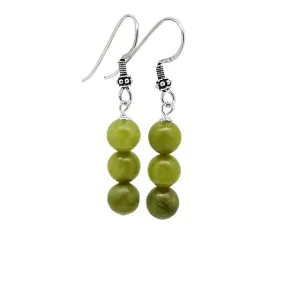 Women's Handmade Green Jade Sterling Silver Dangle Drop Earrings