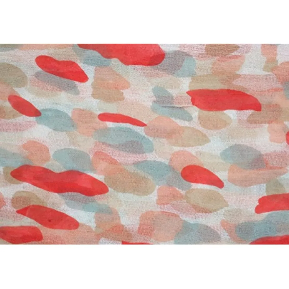 Womens Lightweight Sheer Summer Scarf Red Abstract Print