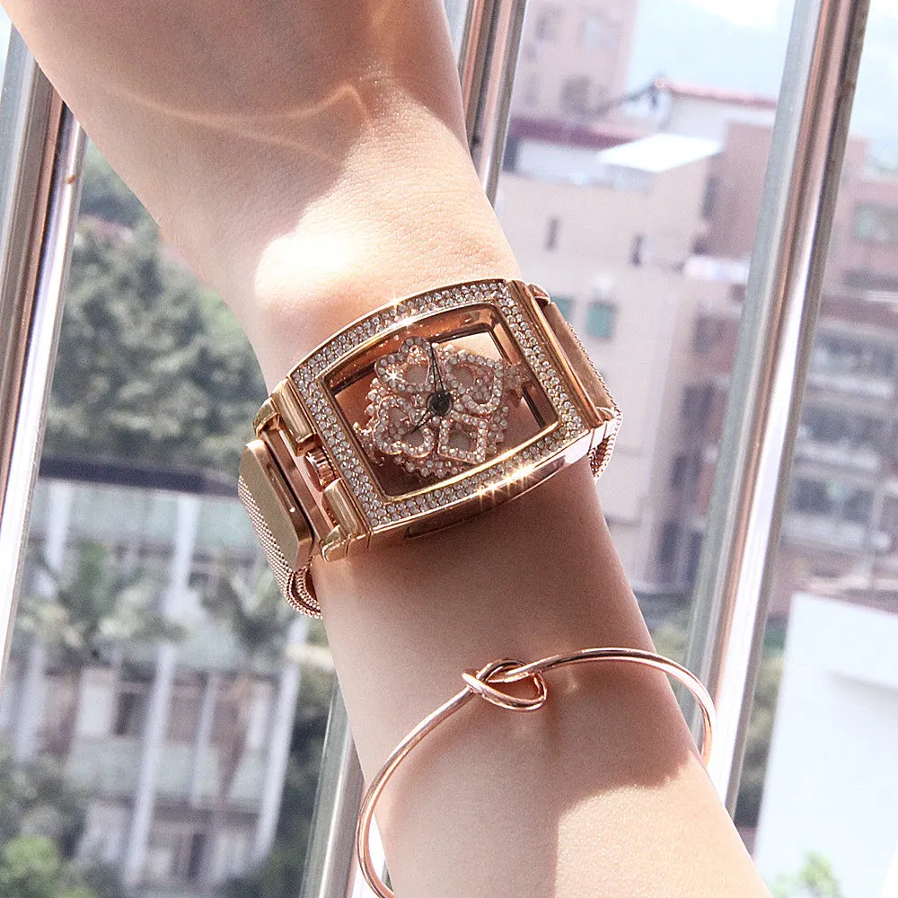 Women's watch rotating diamond absmic iron net fashion