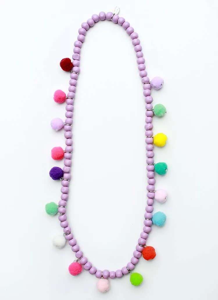 Wooden Pom Necklaces- Assorted