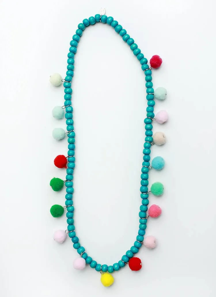 Wooden Pom Necklaces- Assorted