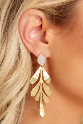 Works Of Art Gold And White Earrings