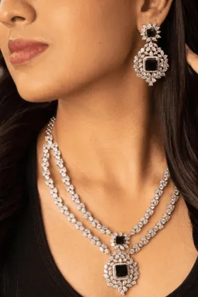 Zeenat - Double Layer Intricate Diamanté Accent Necklace Set